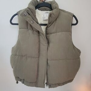 Ci Sono Olive Green Padded Vest with Sherpa Lining